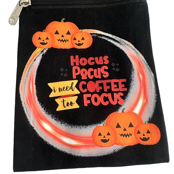 Halloween Inspired Woven Small Crossbody Bag Black  Lightweight Zipper Closure - Picture 2 of 3